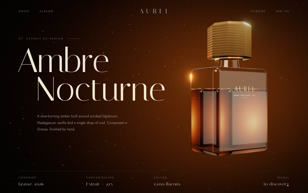 Aurel Parfums – svetainės dizaino pavyzdys