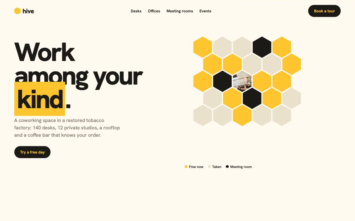Hive – svetainės dizaino pavyzdys