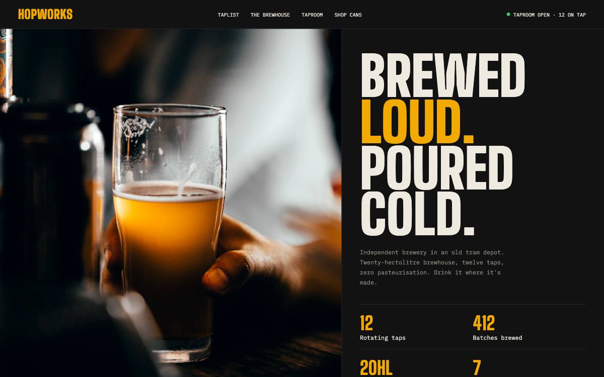 Hopworks – svetainės dizaino pavyzdys