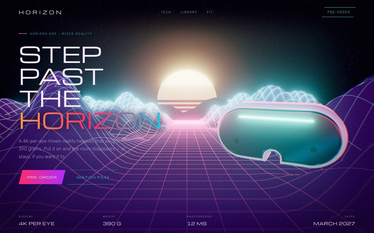 Horizon One – svetainės dizaino pavyzdys