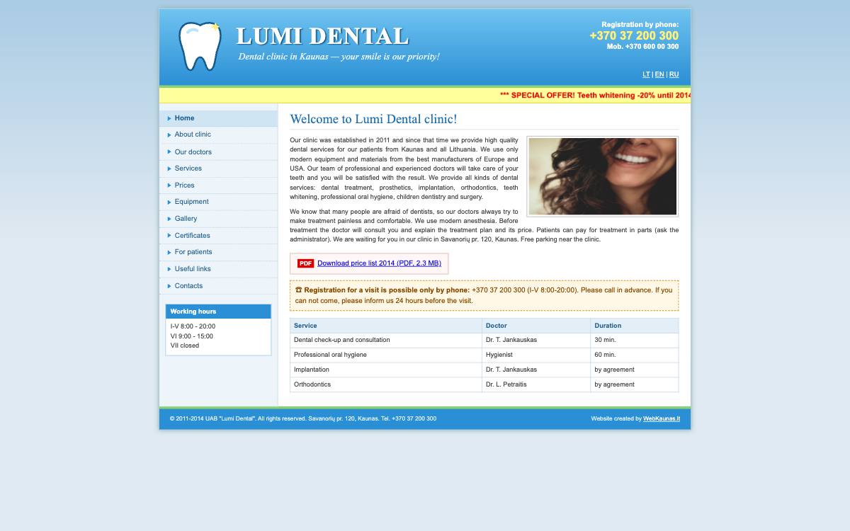 Lumi Dental – senoji svetainės versija