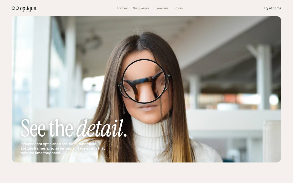 Optique – svetainės dizaino pavyzdys