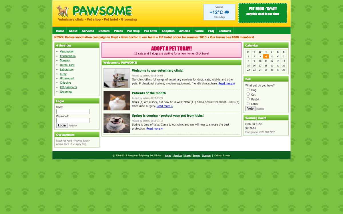 Pawsome – senoji svetainės versija