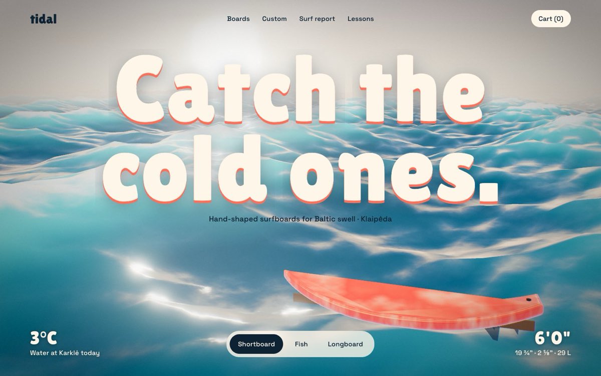 Tidal Surfboards – svetainės dizaino pavyzdys