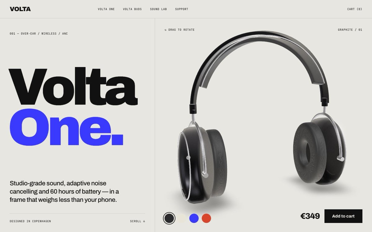 Volta One – svetainės dizaino pavyzdys