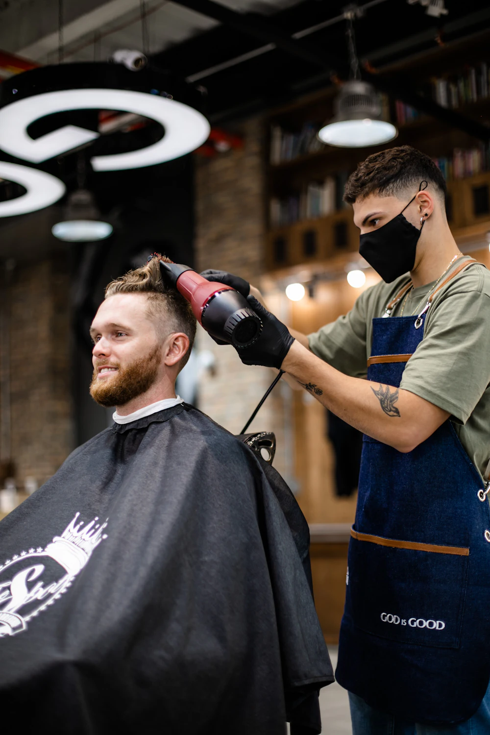 Barber blow-drying