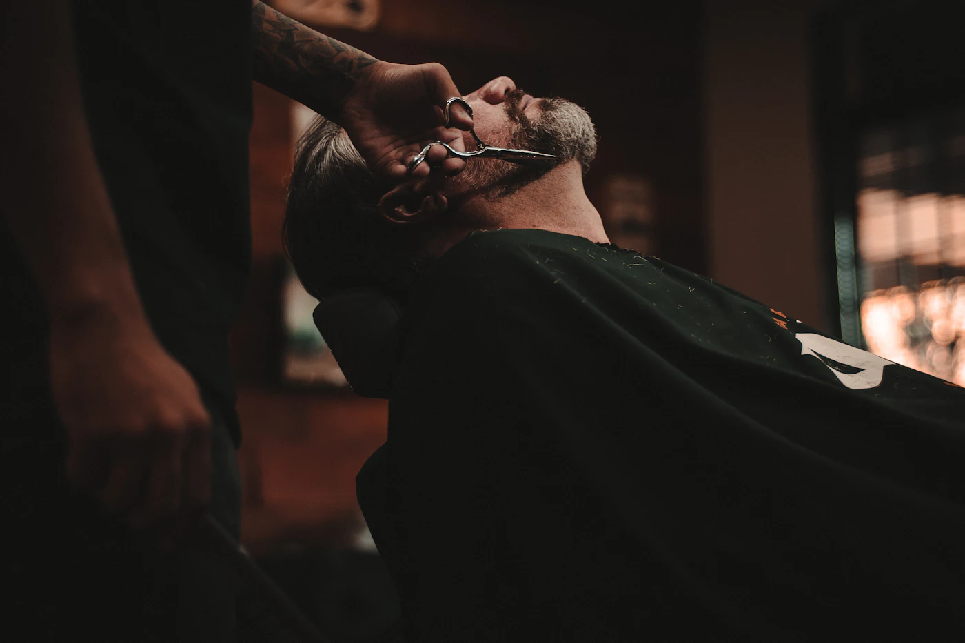 Man in barber chair