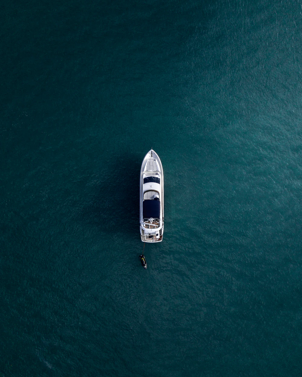 White yacht from above