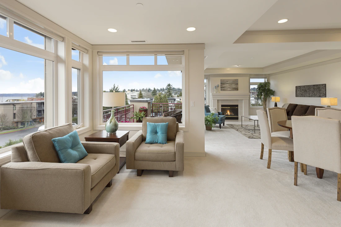 Beige sofa and armchair