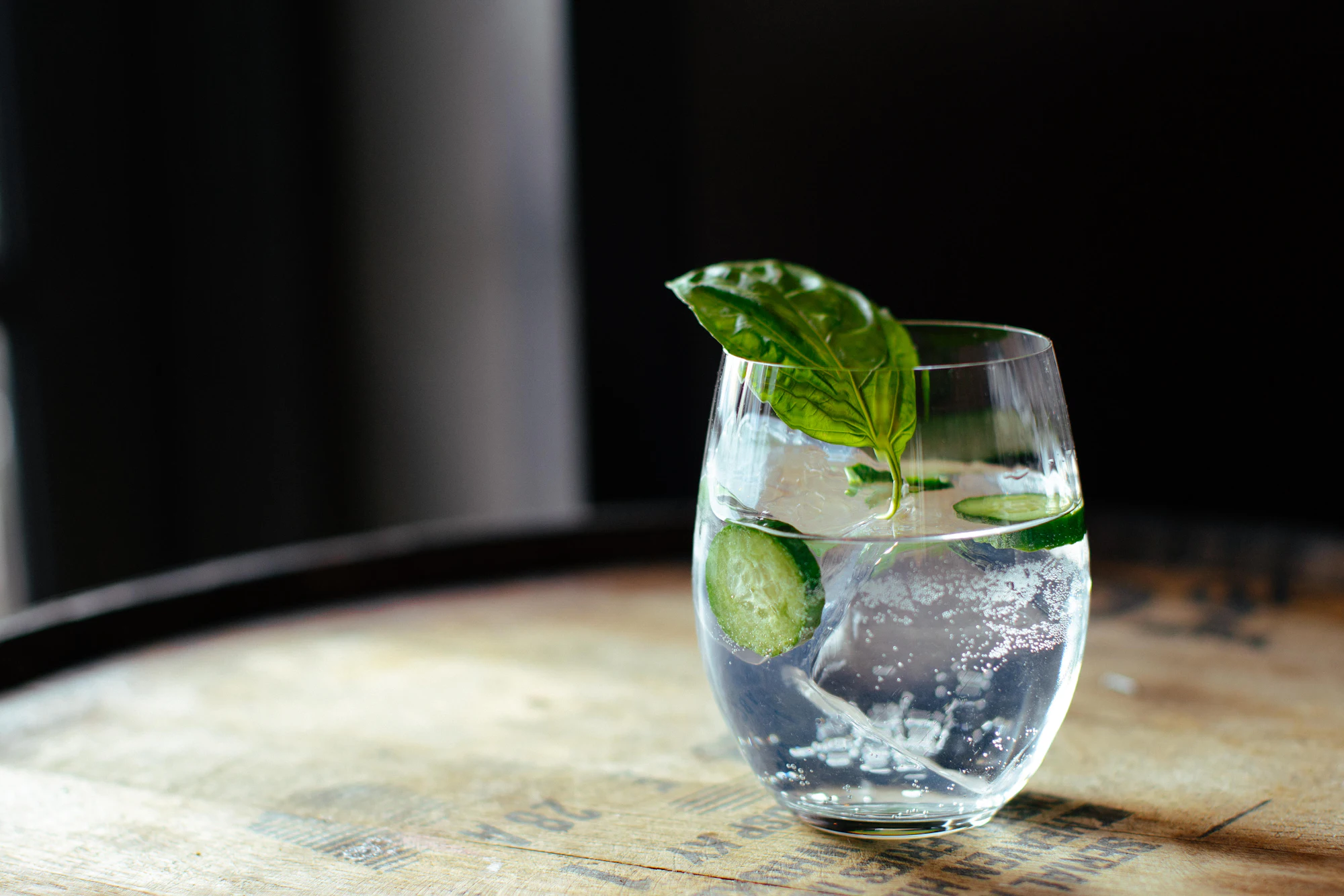 Gin and tonic with basil