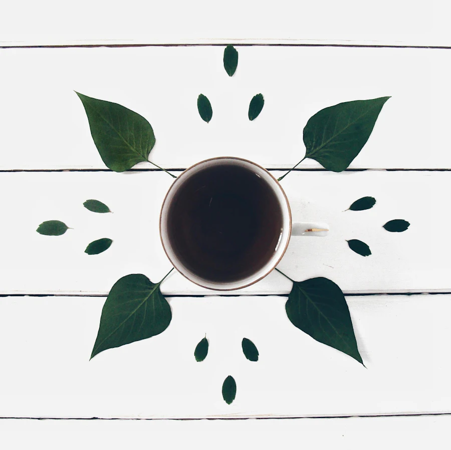 Cup of tea with leaves