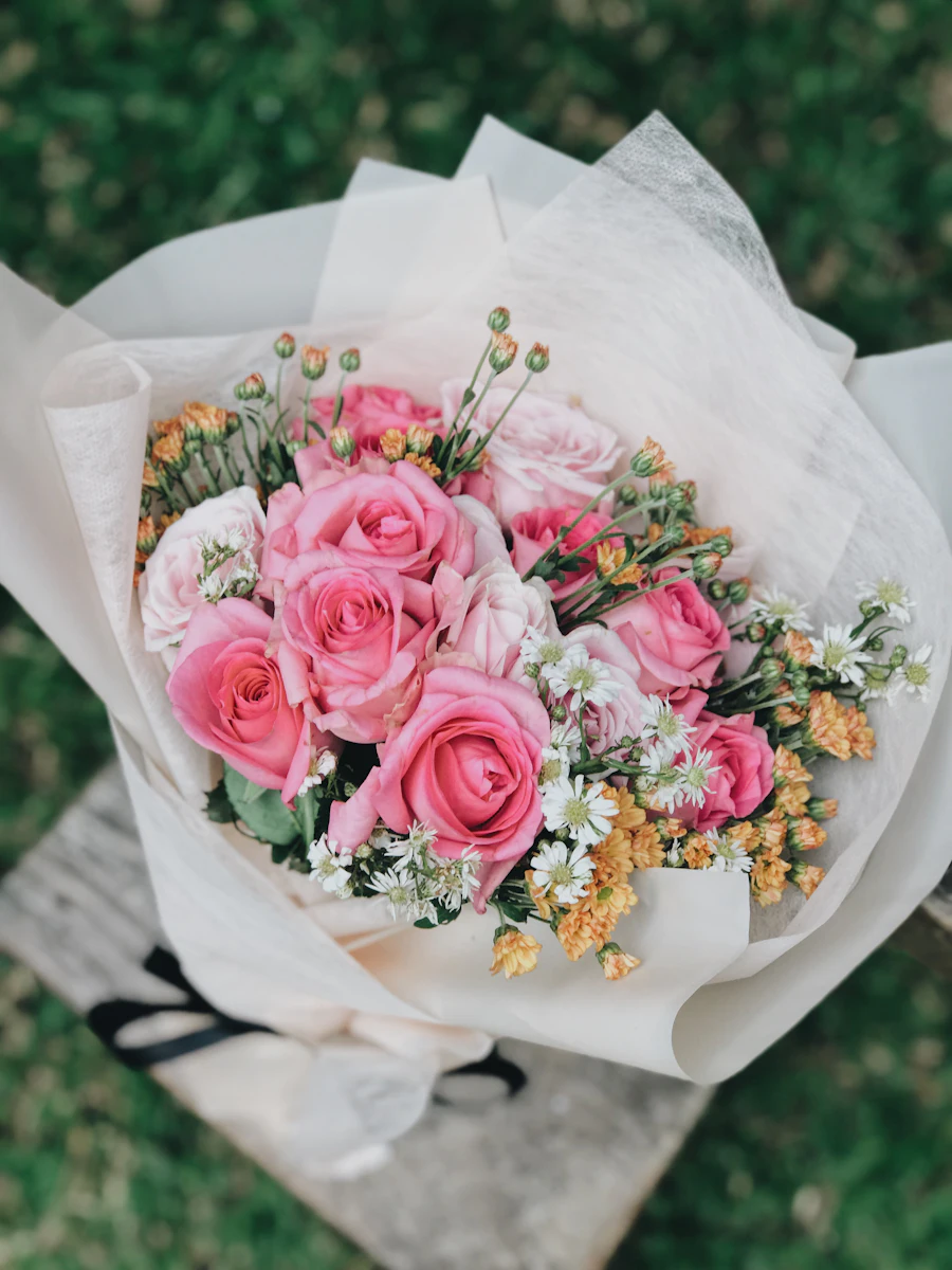 Pink and white roses