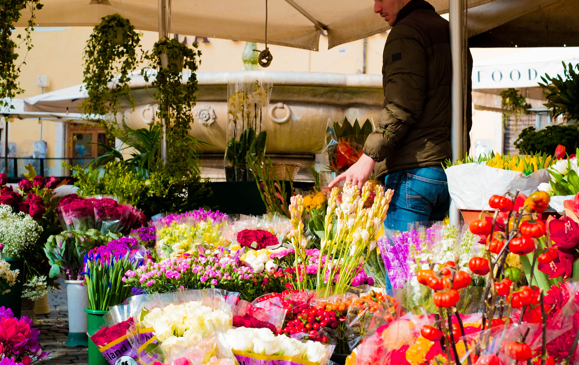 Florist among flowers