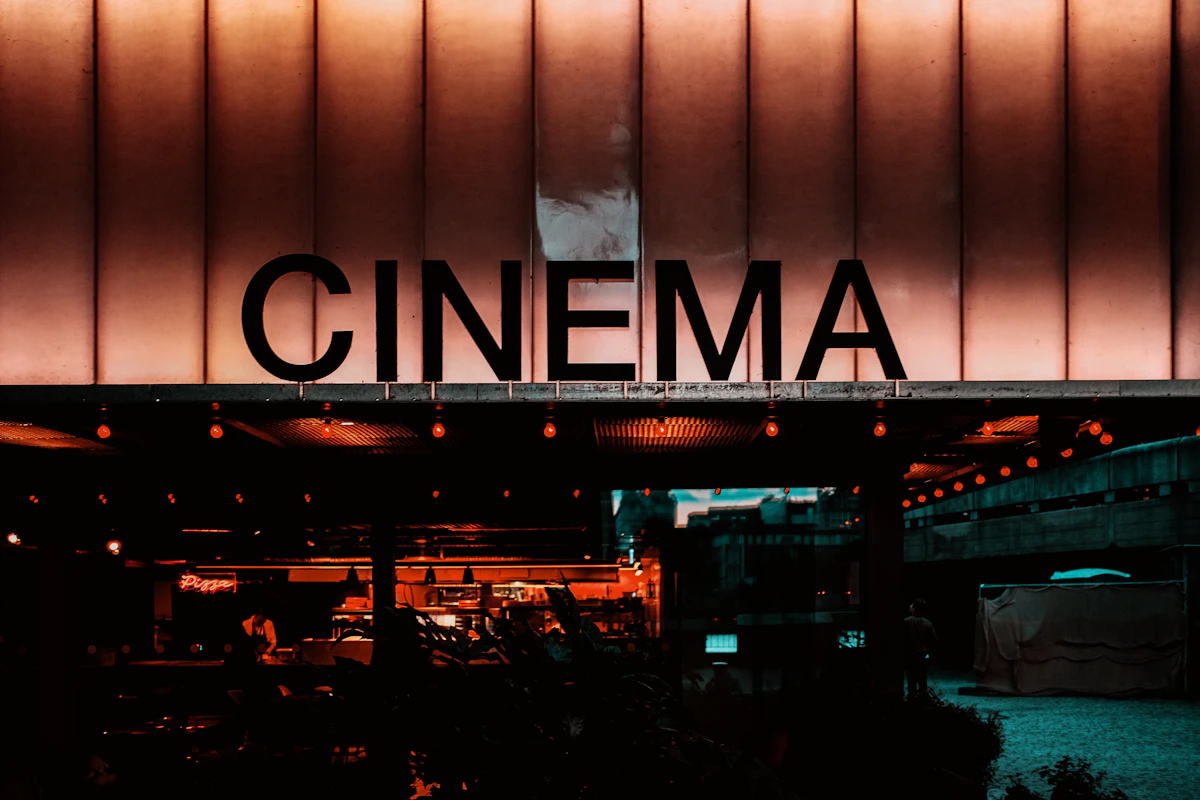 Cinema facade at night