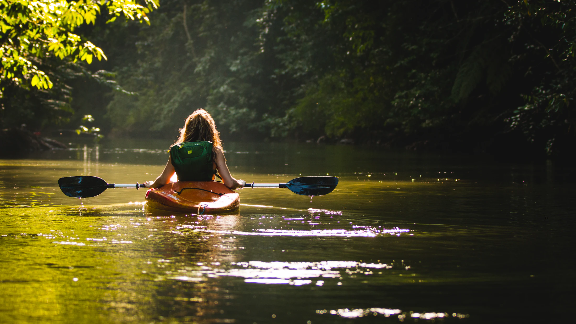 Kayaking on a calm river