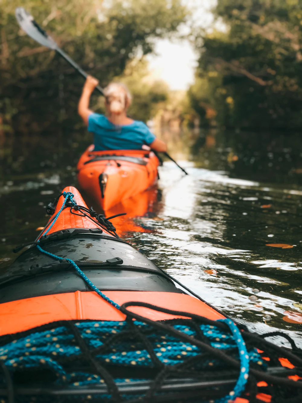 Paddling a kayak