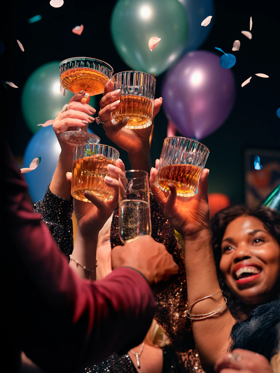 Friends raising glasses