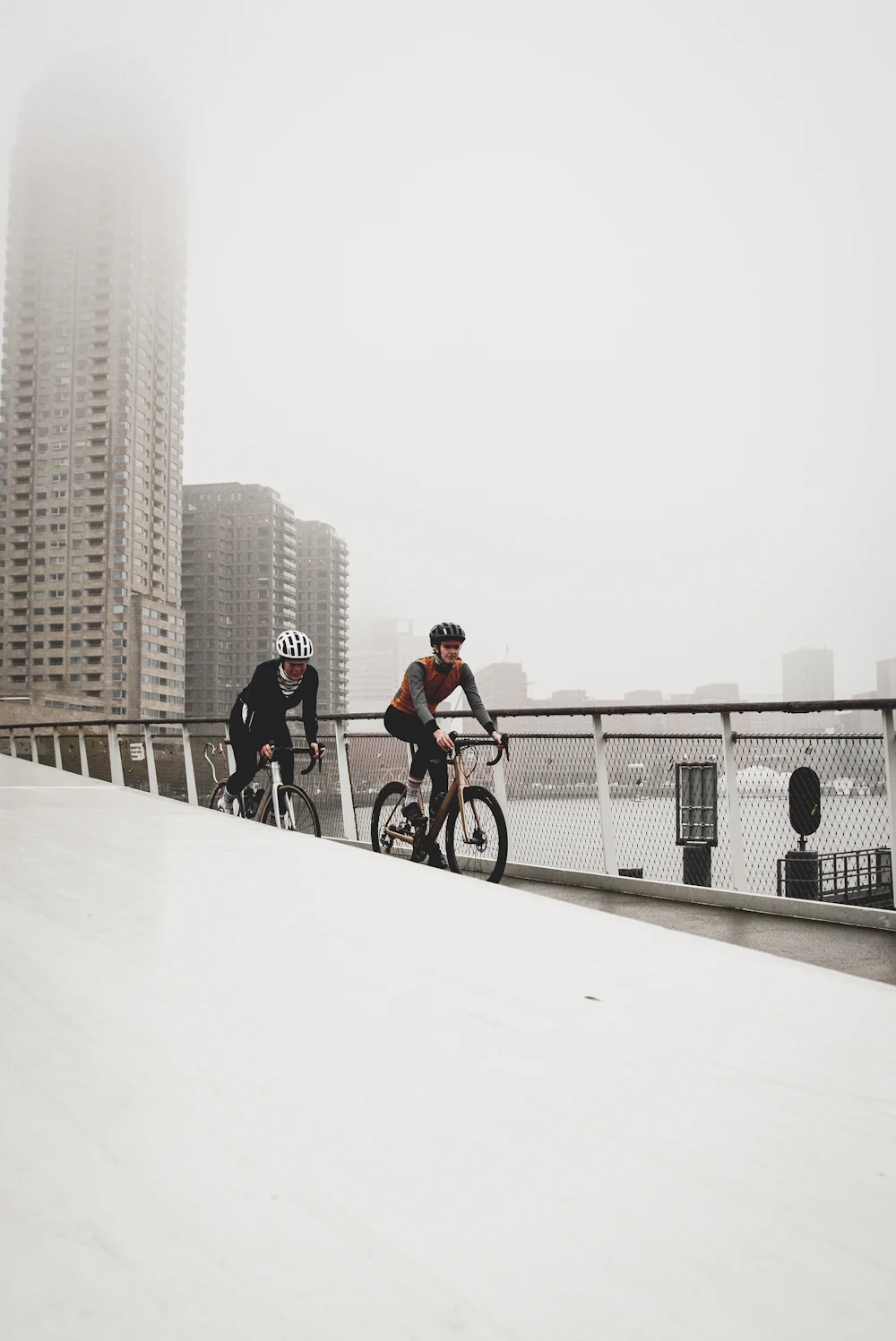 Riding over a bridge
