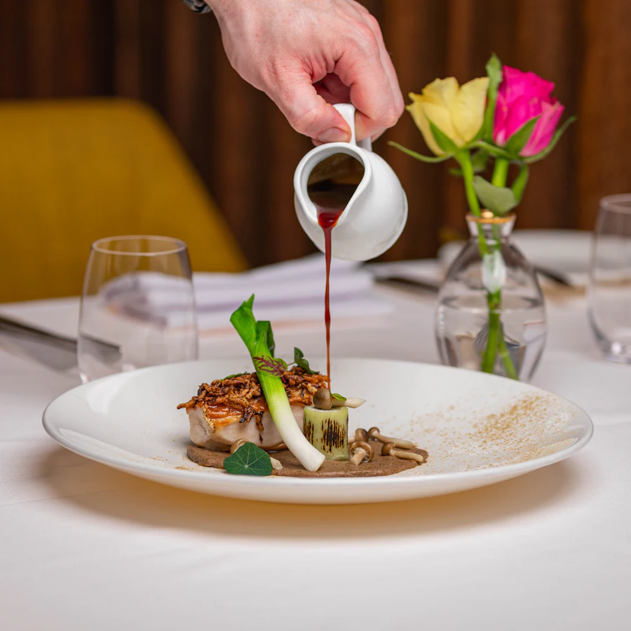 Sauce poured tableside