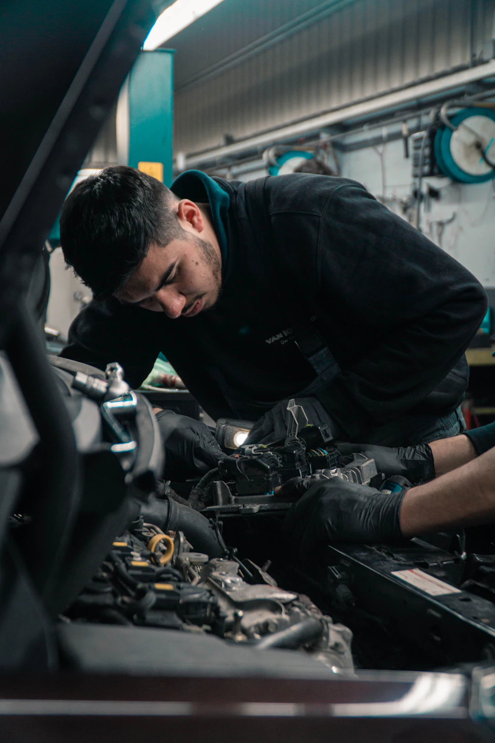 Mechanic working on an engine